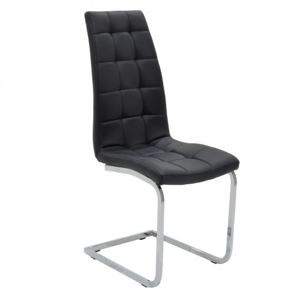 Καρέκλα Darrell pakoworld μεταλλική χρωμίου με PU μαύρο