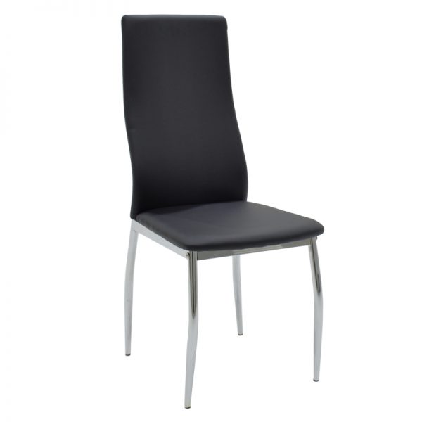 Καρέκλα Jella pakoworld μεταλλική χρωμίου PU μαύρο