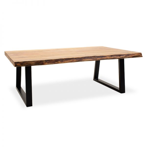Τραπέζι σαλονιού Miles pakoworld μασίφ ξύλο χρώμα καρυδί-πόδι μέταλλο μαύρο 115x72x41εκ