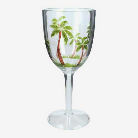 4530-2 Supergreens Ποτήρι Κρασιού Πλαστικό Φοίνικες Πράσινο 9x9x20