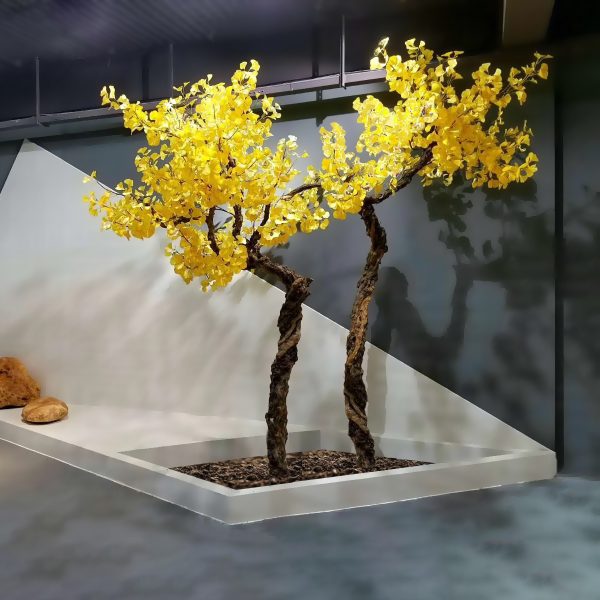 GloboStar® Artificial Garden GINKGO TWINS TREE 20187 Τεχνητό Διακοσμητικό Δέντρο Δίδυμα Γκίγκο Υ320cm