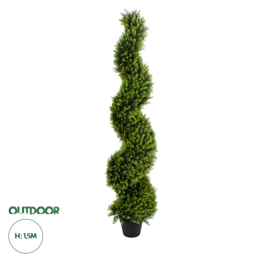 GloboStar® Artificial Garden LEMON CYPRESS SPIRAL 20408 Τεχνητό Διακοσμητικό Φυτό Λεμονόκυπάρισσο Υ150cm