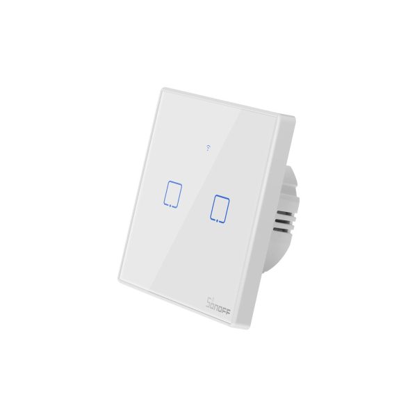 GloboStar® 80131  SONOFF T2EU2C-RF - 433MHz Wireless Smart Wall Stick-On Touch Button Switch 2 Way - RF Series